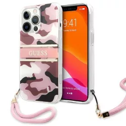   Guess GUHCP13XKCABPI iPhone 13 Pro Max 6,7" rózsaszín Camo Strap Collection keménytok