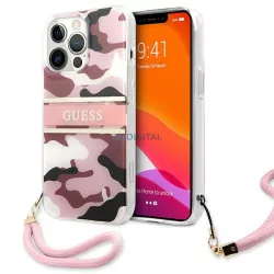   Guess GUHCP13XKCABPI iPhone 13 Pro Max 6,7" rózsaszín Camo Strap Collection keménytok