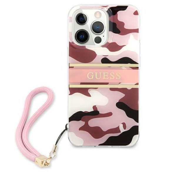 Guess GUHCP13XKCABPI iPhone 13 Pro Max 6,7" rózsaszín Camo Strap Collection keménytok