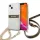 Guess GUHCP13SKC4GBGO iPhone 13 mini 5,4" átlátszó keménytok 4G barna szíjjal arany lánccal