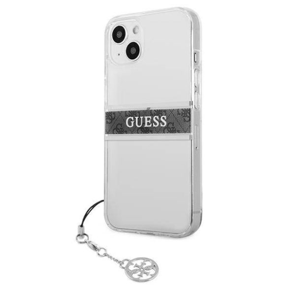 Guess GUHCP13SKB4GGR iPhone 13 mini 5,4" átlátszó 4G szürke Strap Charm keménytok