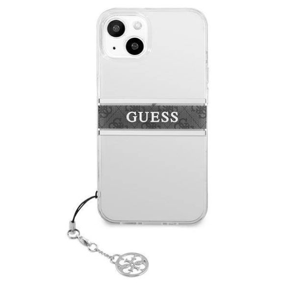 Guess GUHCP13SKB4GGR iPhone 13 mini 5,4" átlátszó 4G szürke Strap Charm keménytok