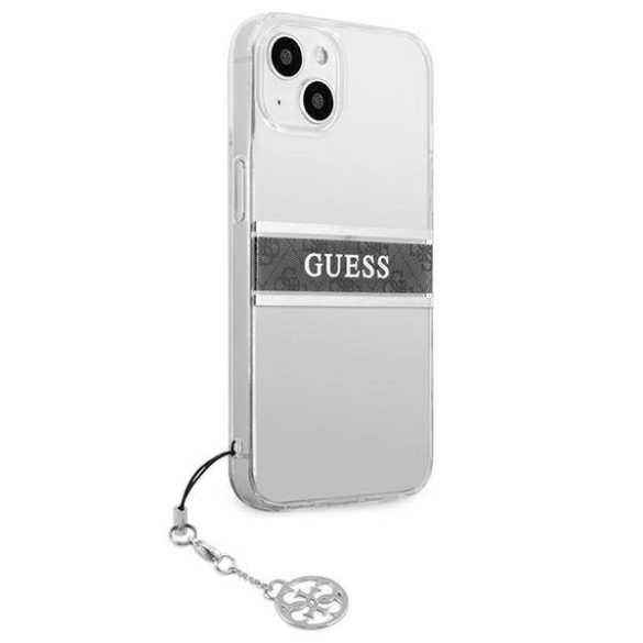 Guess GUHCP13SKB4GGR iPhone 13 mini 5,4" átlátszó 4G szürke Strap Charm keménytok