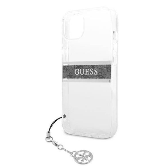 Guess GUHCP13SKB4GGR iPhone 13 mini 5,4" átlátszó 4G szürke Strap Charm keménytok