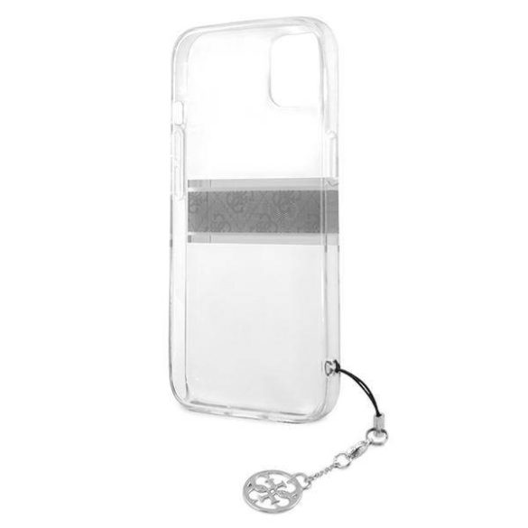 Guess GUHCP13SKB4GGR iPhone 13 mini 5,4" átlátszó 4G szürke Strap Charm keménytok