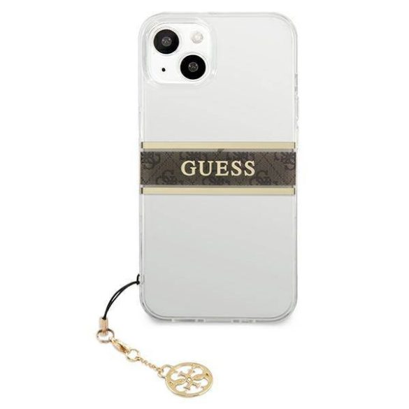 Guess GUHCP13SKB4GBR iPhone 13 mini 5,4" átlátszó 4G barna Strap Charm keménytok