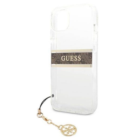 Guess GUHCP13SKB4GBR iPhone 13 mini 5,4" átlátszó 4G barna Strap Charm keménytok