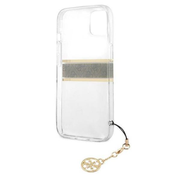 Guess GUHCP13SKB4GBR iPhone 13 mini 5,4" átlátszó 4G barna Strap Charm keménytok