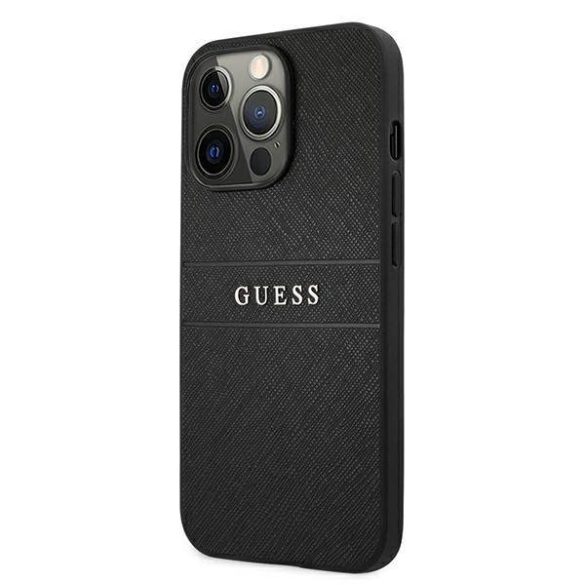 Guess GUHCP13LPSASBBK iPhone 13 Pro / 13 6,1" fekete Saffiano Strap tok