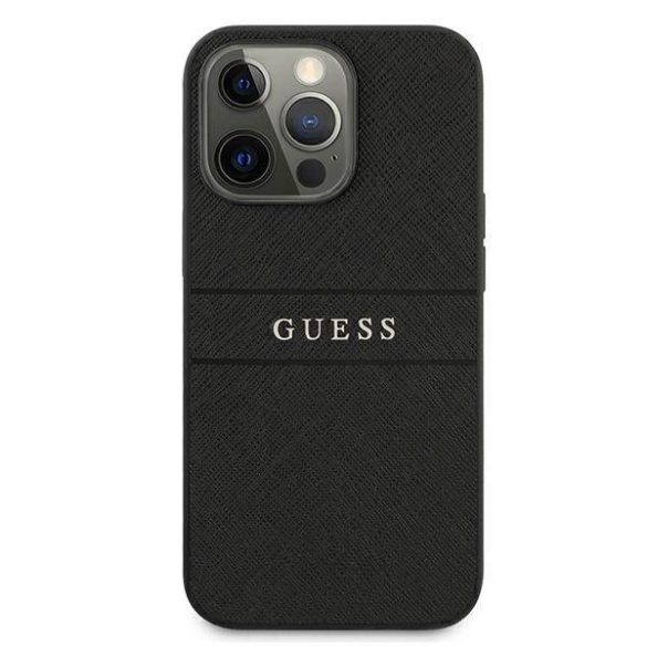 Guess GUHCP13LPSASBBK iPhone 13 Pro / 13 6,1" fekete Saffiano Strap tok