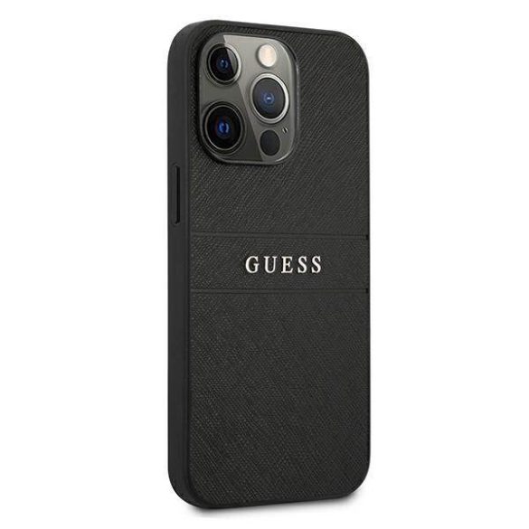 Guess GUHCP13LPSASBBK iPhone 13 Pro / 13 6,1" fekete Saffiano Strap tok