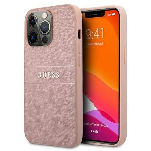 Guess GUHCP13XPSASBPI iPhone 13 Pro Max 6,7" rózsaszín Saffiano csíkos keménytok