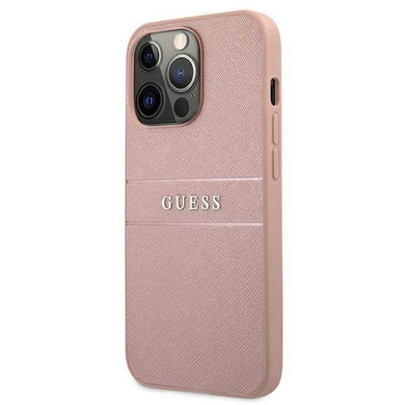 Guess GUHCP13XPSASBPI iPhone 13 Pro Max 6,7" rózsaszín Saffiano csíkos keménytok