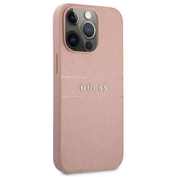 Guess GUHCP13XPSASBPI iPhone 13 Pro Max 6,7" rózsaszín Saffiano csíkos keménytok