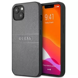   Guess GUHCP13SPSASBGR iPhone 13 mini 5,4" szürke Saffiano Strap tok