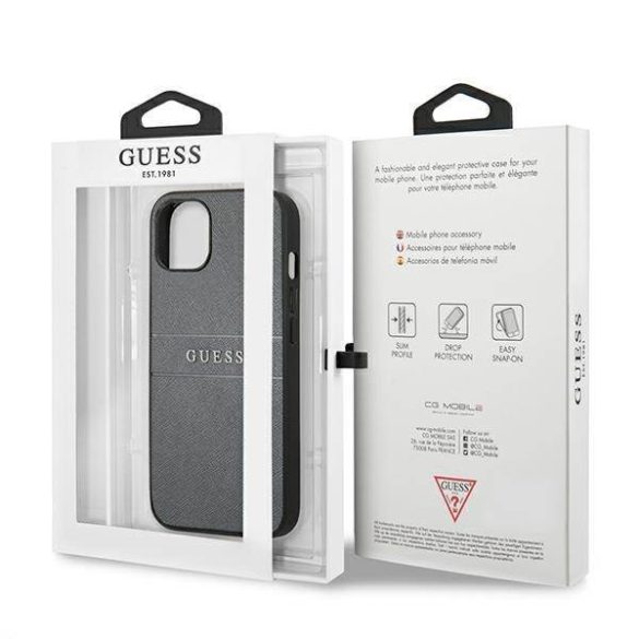 Guess GUHCP13SPSASBGR iPhone 13 mini 5,4" szürke Saffiano Strap tok