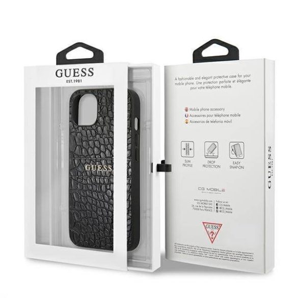 Guess GUHCP13SPCRBBK iPhone 13 mini 5,4" fekete Croco Strap Collection tok