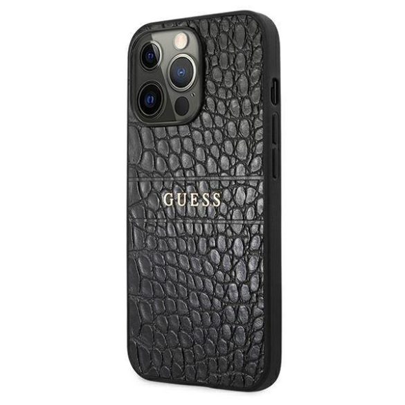 Guess GUHCP13XPCRBBK iPhone 13 Pro Max 6,7" fekete Croco Strap Collection tok