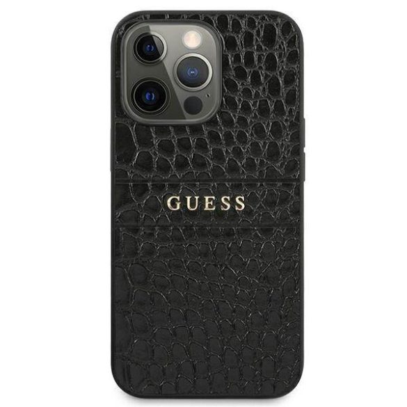 Guess GUHCP13XPCRBBK iPhone 13 Pro Max 6,7" fekete Croco Strap Collection tok