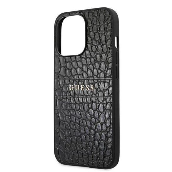 Guess GUHCP13XPCRBBK iPhone 13 Pro Max 6,7" fekete Croco Strap Collection tok