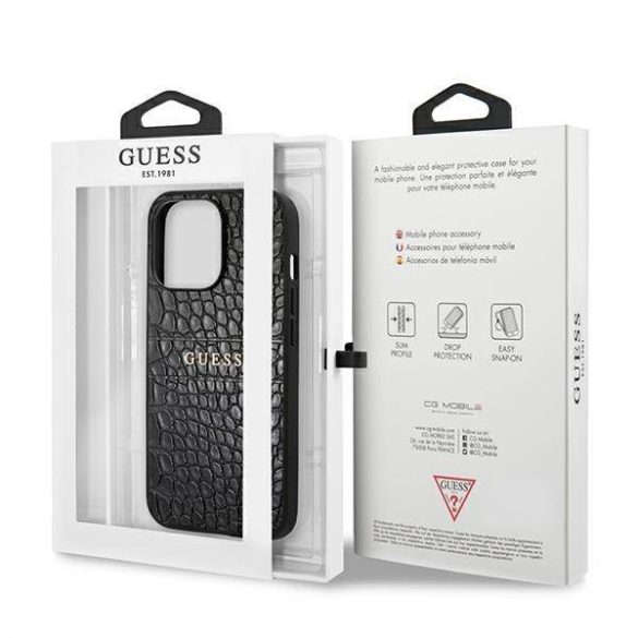 Guess GUHCP13XPCRBBK iPhone 13 Pro Max 6,7" fekete Croco Strap Collection tok