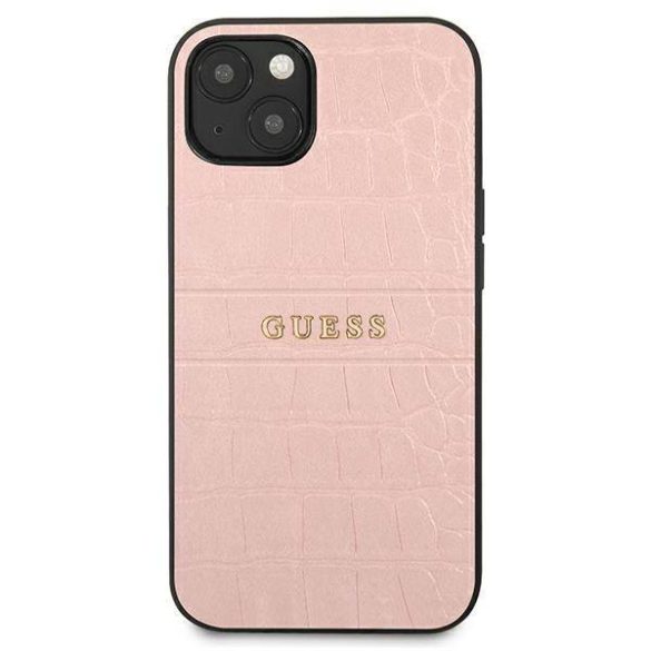 Guess GUHCP13SPCRBPI iPhone 13 mini 5,4" rózsaszín Croco Strap Collection tok