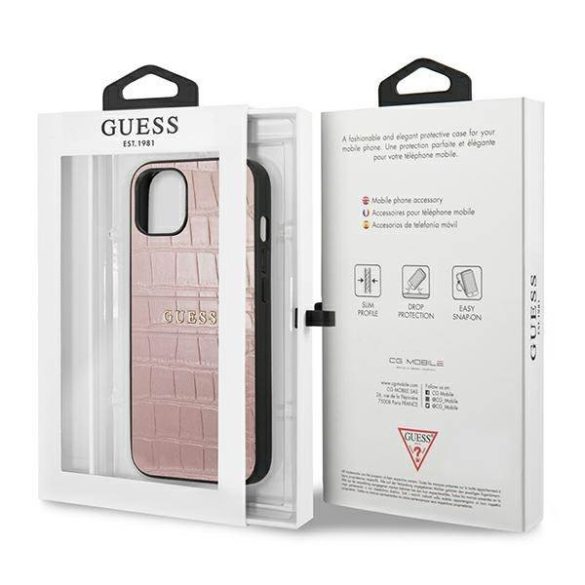 Guess GUHCP13SPCRBPI iPhone 13 mini 5,4" rózsaszín Croco Strap Collection tok