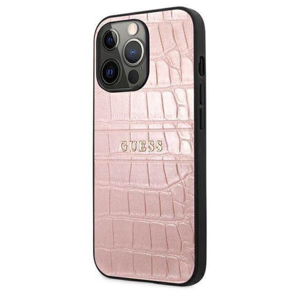 Guess GUHCP13LPCRBPI iPhone 13 Pro / 13 6,1" rózsaszín Croco Strap Collection tok