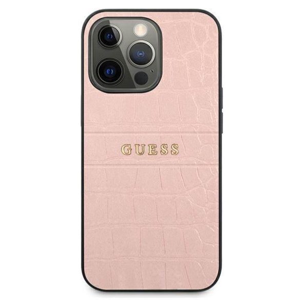 Guess GUHCP13LPCRBPI iPhone 13 Pro / 13 6,1" rózsaszín Croco Strap Collection tok