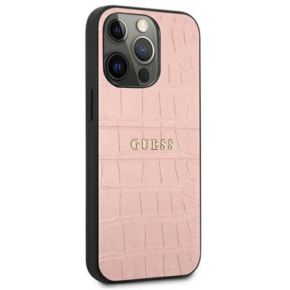 Guess GUHCP13LPCRBPI iPhone 13 Pro / 13 6,1" rózsaszín Croco Strap Collection tok