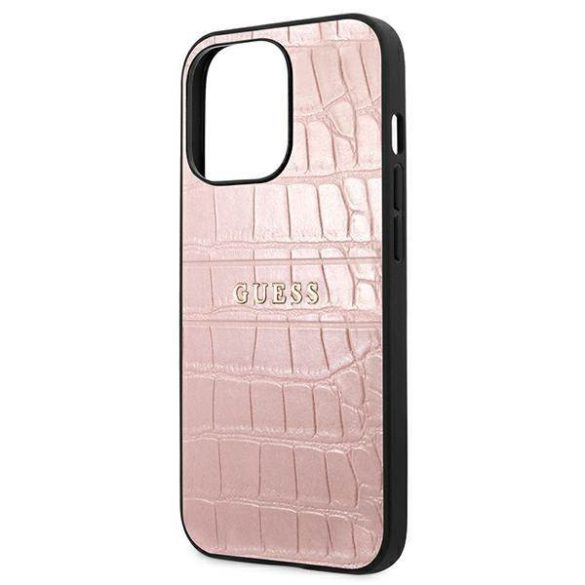 Guess GUHCP13LPCRBPI iPhone 13 Pro / 13 6,1" rózsaszín Croco Strap Collection tok