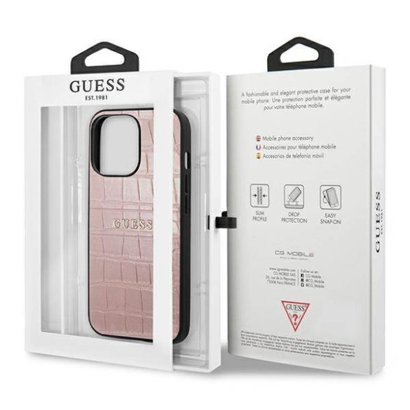 Guess GUHCP13LPCRBPI iPhone 13 Pro / 13 6,1" rózsaszín Croco Strap Collection tok