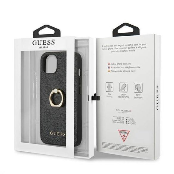 Guess GUHCP13S4GMRGR iPhone 13 mini 5,4" szürke 4G keménytok gyűrűvel