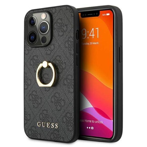 Guess GUHCP13L4GMRGR iPhone 13 Pro / 13 6,1" szürke 4G keménytok gyűrűvel