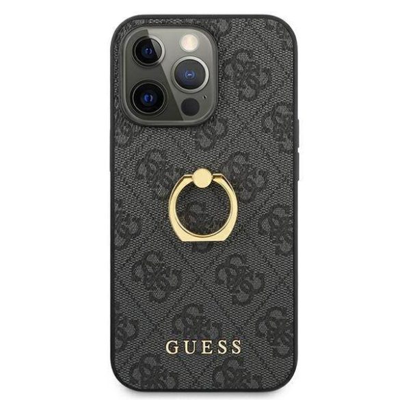 Guess GUHCP13L4GMRGR iPhone 13 Pro / 13 6,1" szürke 4G keménytok gyűrűvel