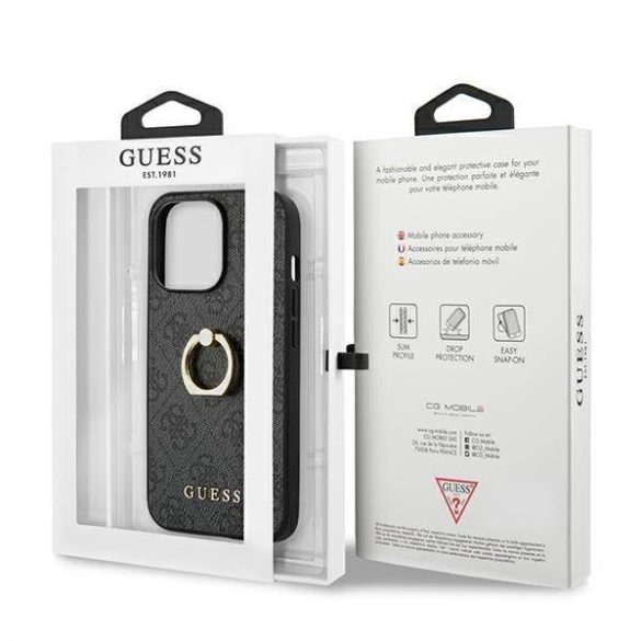 Guess GUHCP13X4GMRGR iPhone 13 Pro Max 6,7" szürke 4G keménytok gyűrűvel