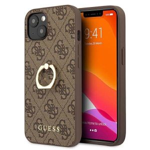 Guess GUHCP13S4GMRBR iPhone 13 mini 5,4" barna 4G keménytok gyűrűvel