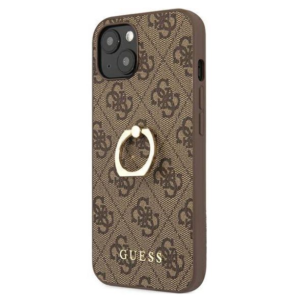 Guess GUHCP13S4GMRBR iPhone 13 mini 5,4" barna 4G keménytok gyűrűvel