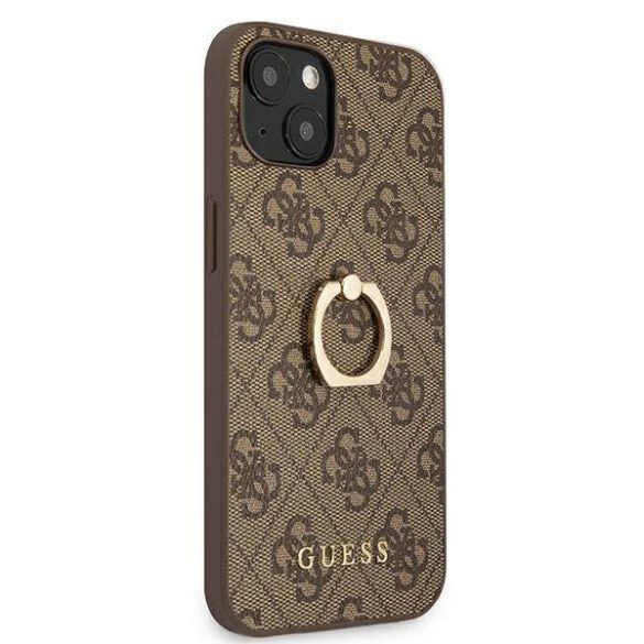 Guess GUHCP13S4GMRBR iPhone 13 mini 5,4" barna 4G keménytok gyűrűvel