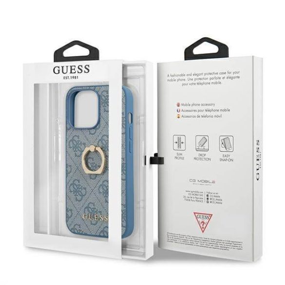 Guess GUHCP13X4GMRBL iPhone 13 Pro Max 6,7" kék 4G keménytok gyűrűvel