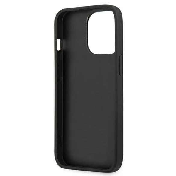 Guess GUHCP13LSA4GSBK iPhone 13 Pro/13 6,1" fekete Saffiano 4G fém logós keménytok