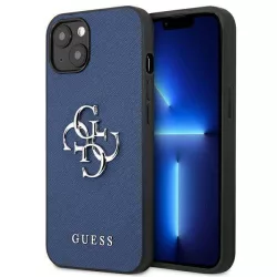   Guess GUHCP13SSA4GSBL iPhone 13 mini 5,4" kék Saffiano 4G fém logós keménytok
