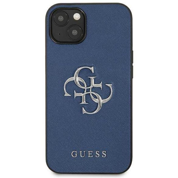 Guess GUHCP13SSA4GSBL iPhone 13 mini 5,4" kék Saffiano 4G fém logós keménytok