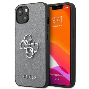 Guess GUHCP13SSA4GSGR iPhone 13 mini 5,4" szürke Saffiano 4G fém logós keménytok