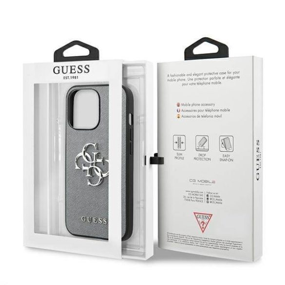 Guess GUHCP13SSA4GSGR iPhone 13 mini 5,4" szürke Saffiano 4G fém logós keménytok
