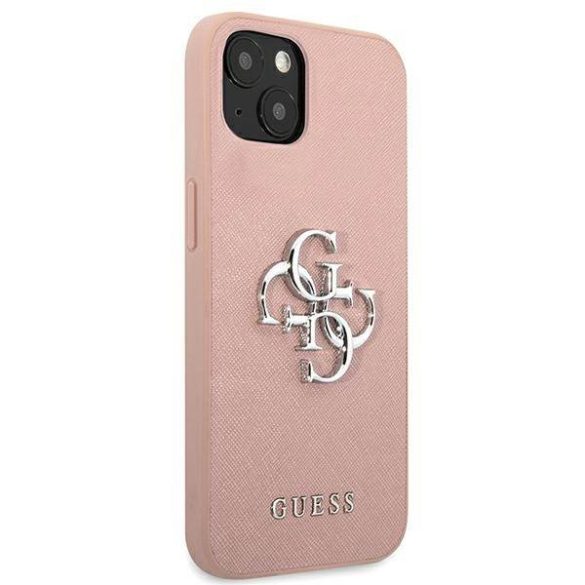 Guess GUHCP13SSA4GSPI iPhone 13 mini 5,4" rózsaszín Saffiano 4G fém logós keménytok