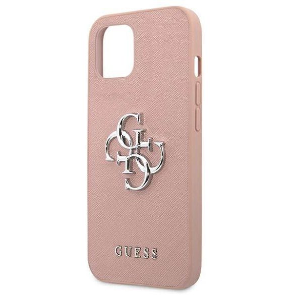 Guess GUHCP13SSA4GSPI iPhone 13 mini 5,4" rózsaszín Saffiano 4G fém logós keménytok