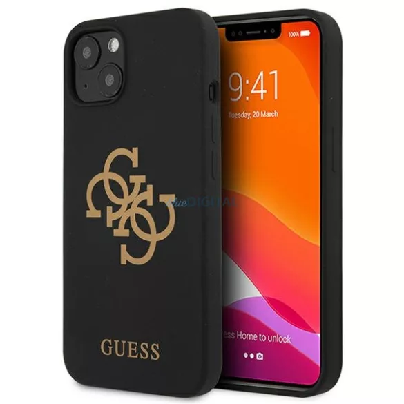 Guess GUHCP13SLS4GGBK iPhone 13 mini 5,4" fekete szilikon 4G Logó keménytok