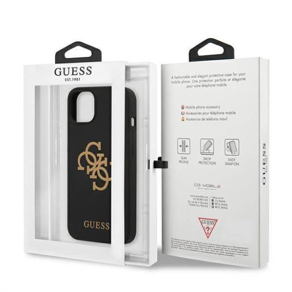 Guess GUHCP13SLS4GGBK iPhone 13 mini 5,4" fekete szilikon 4G Logó keménytok