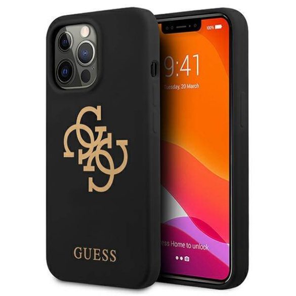 Guess GUHCP13LLS4GGBK iPhone 13 Pro / 13 6,1" fekete szilikon 4G Logo keménytok